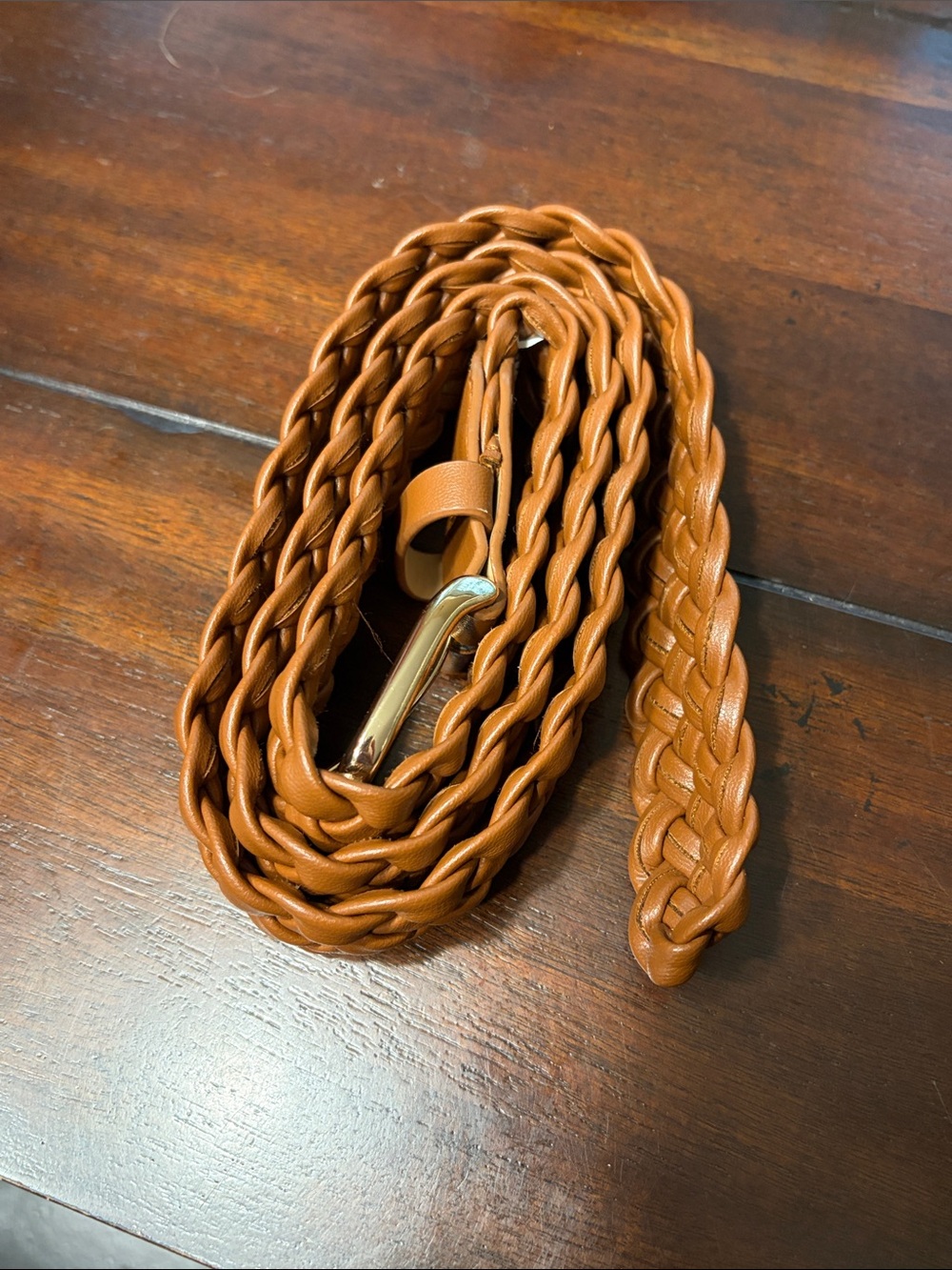Old Navy Braided Tan Belt with Gold Buckle